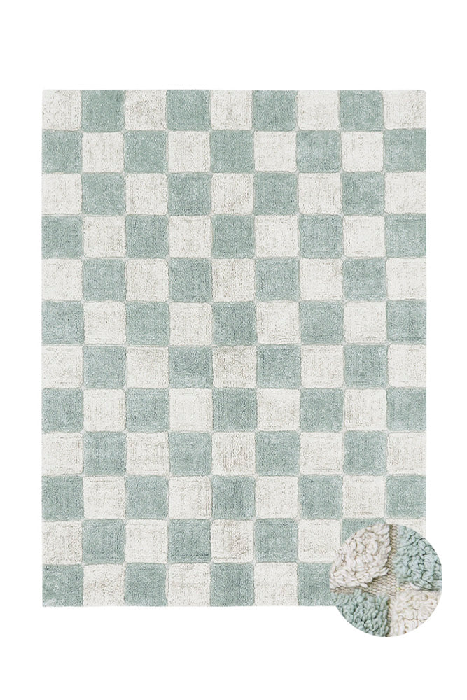 Washable Rug Tiles Blue Sage