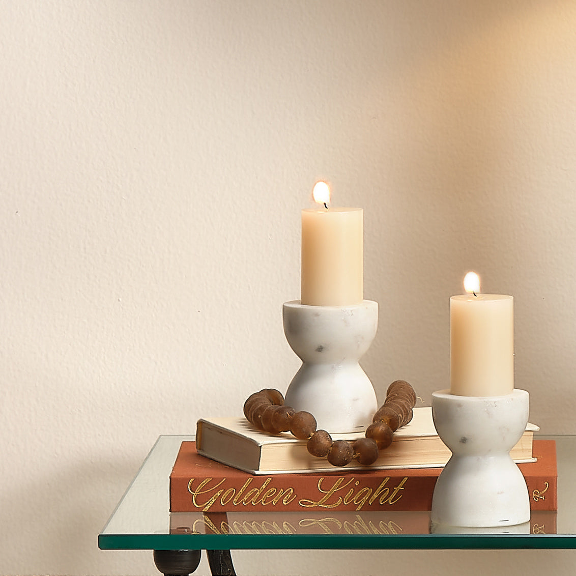 Petit Marble Candlesticks S/2