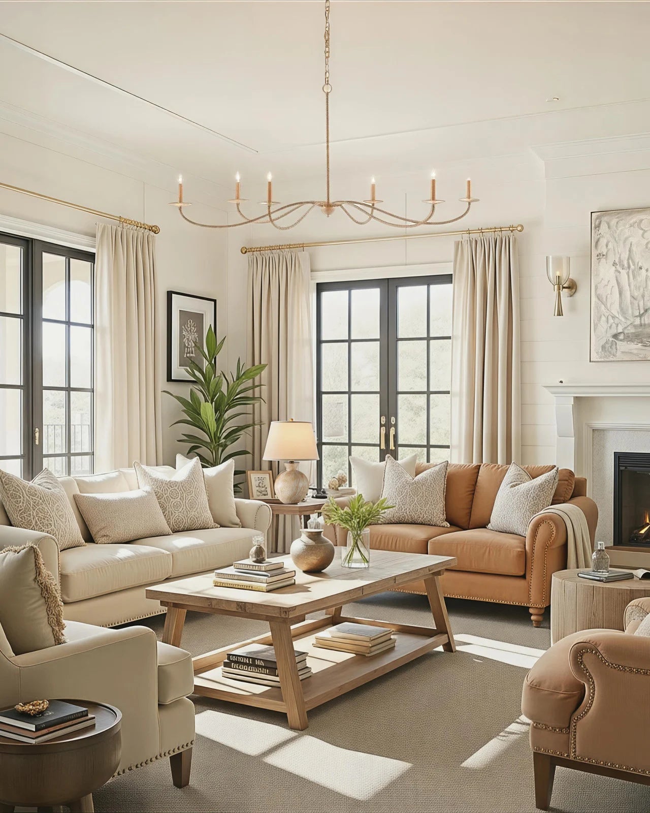 Saxon Large Tan Chandelier