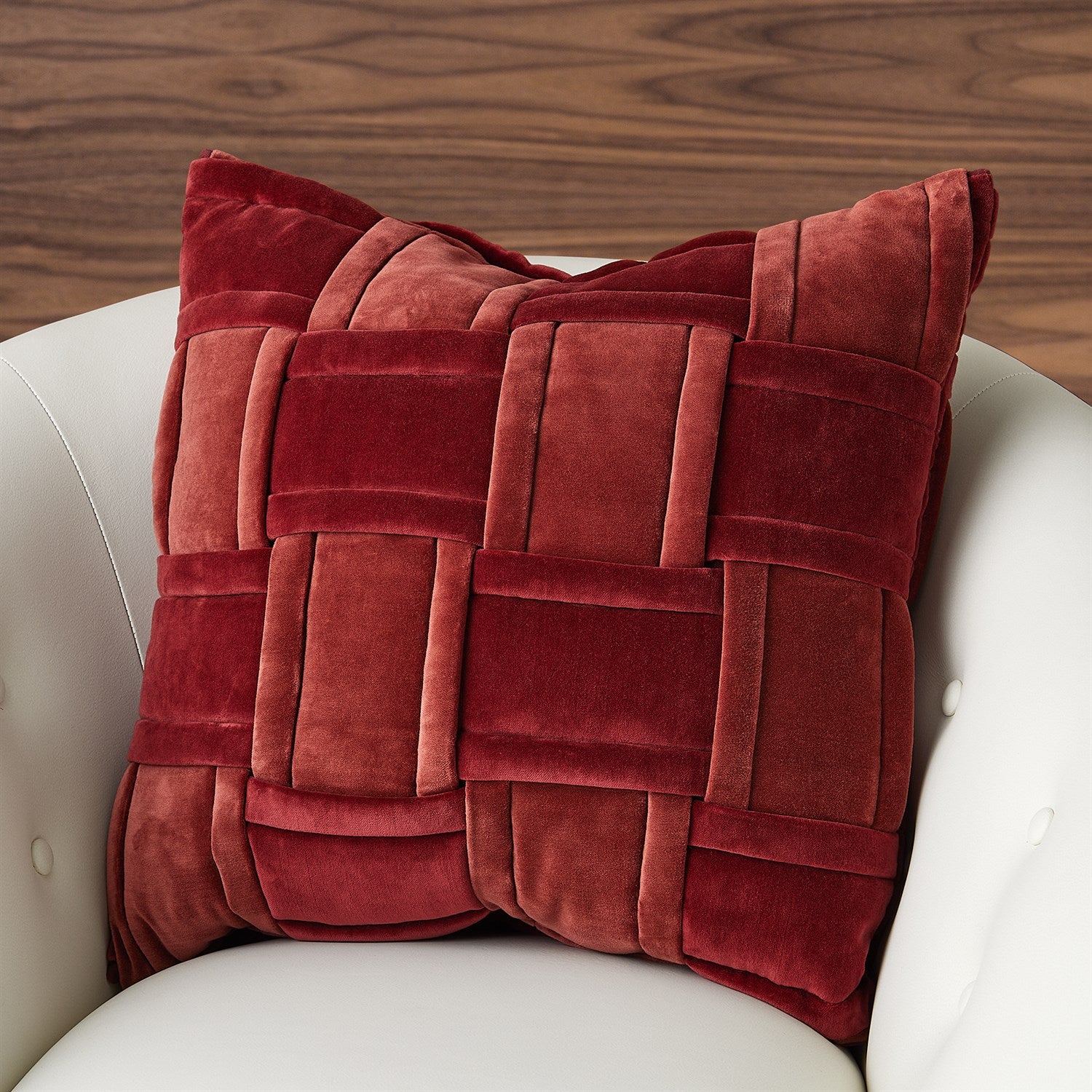 Woven Pillow in Brick Red
