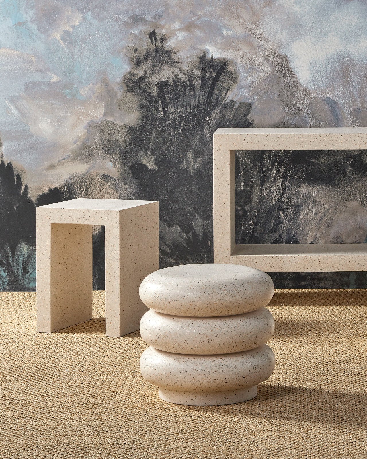 Cusani Ivory Terazzo Stool