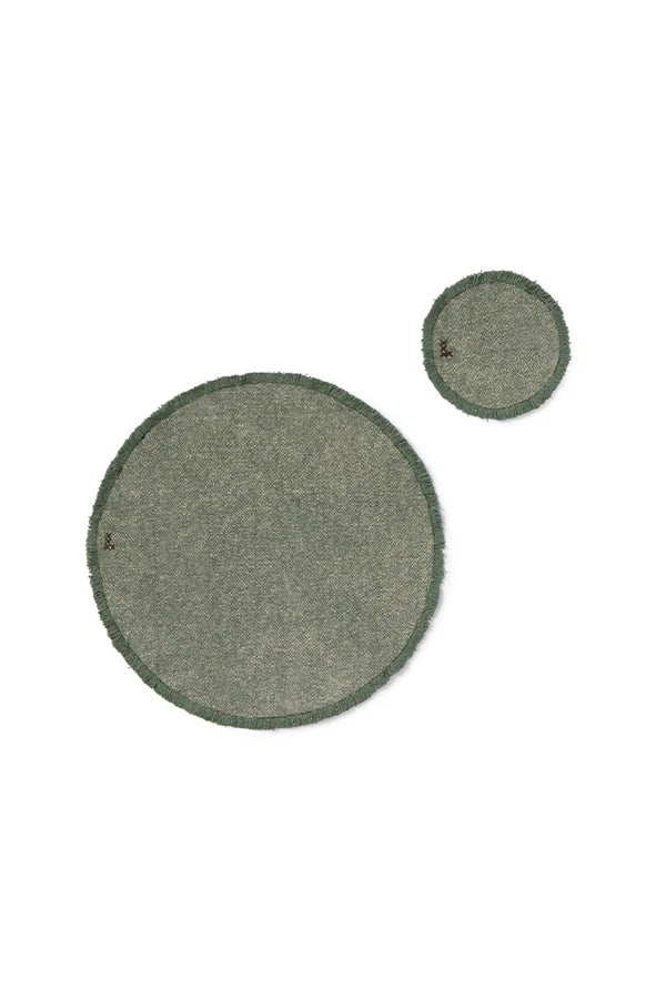Stonewashed Placemats & Coasters in Green S/4
