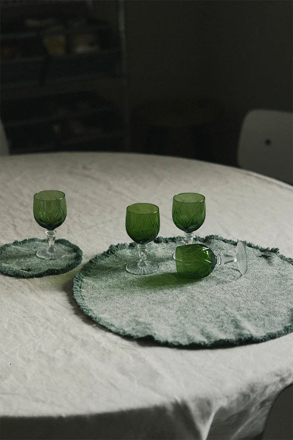 Stonewashed Placemats & Coasters in Green S/4