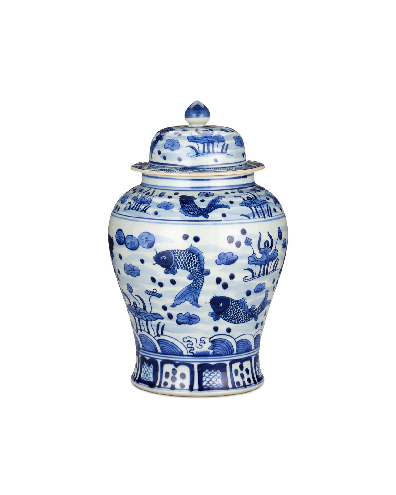 South Sea Blue & White Medium Temple Jar