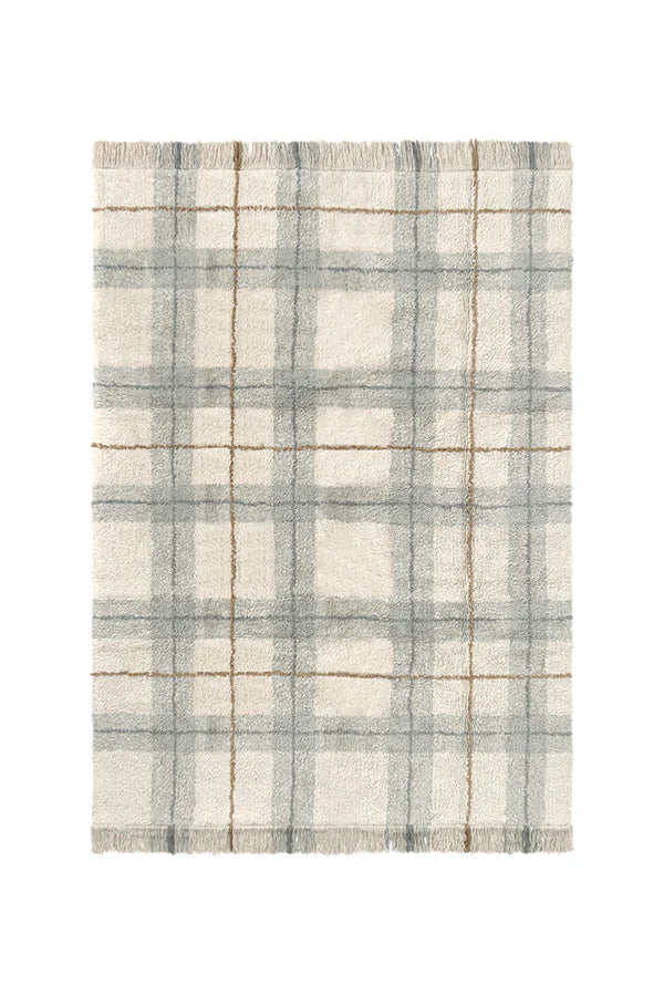 Washable Rug Tartan Blue Sage