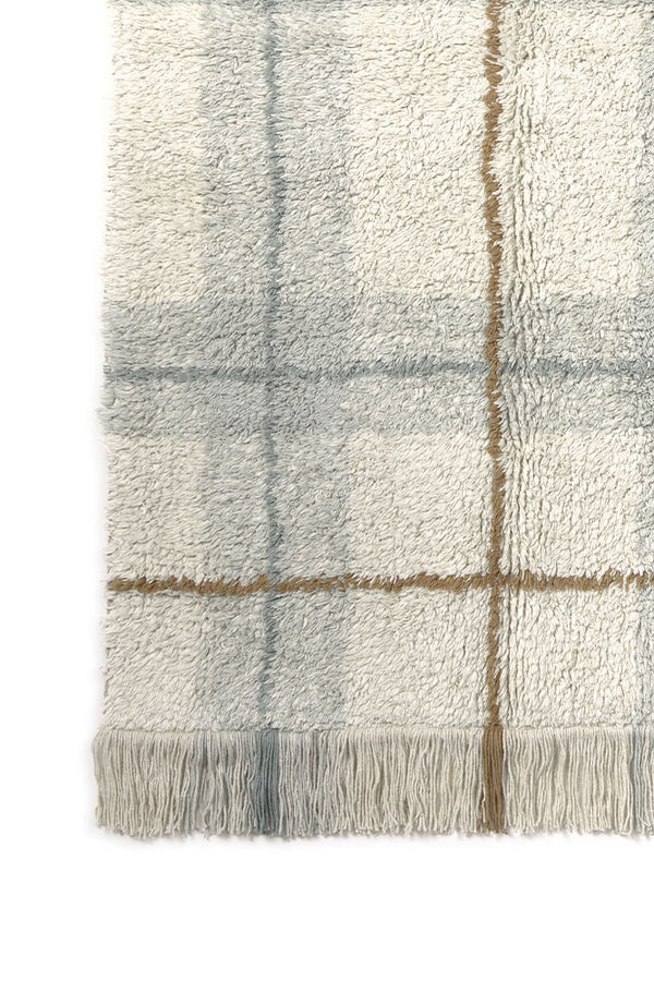 Washable Rug Tartan Blue Sage