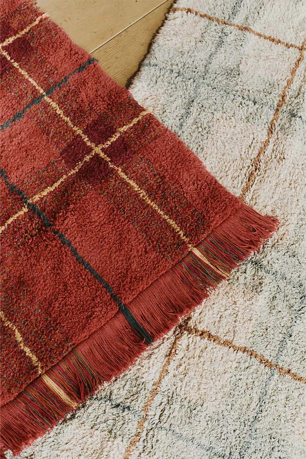 Washable Rug Tartan Blue Sage
